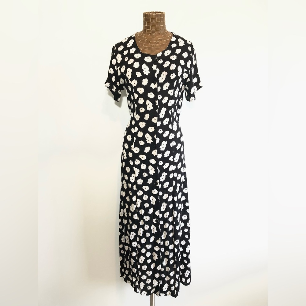 Vintage Floral Button Down Maxi Dress